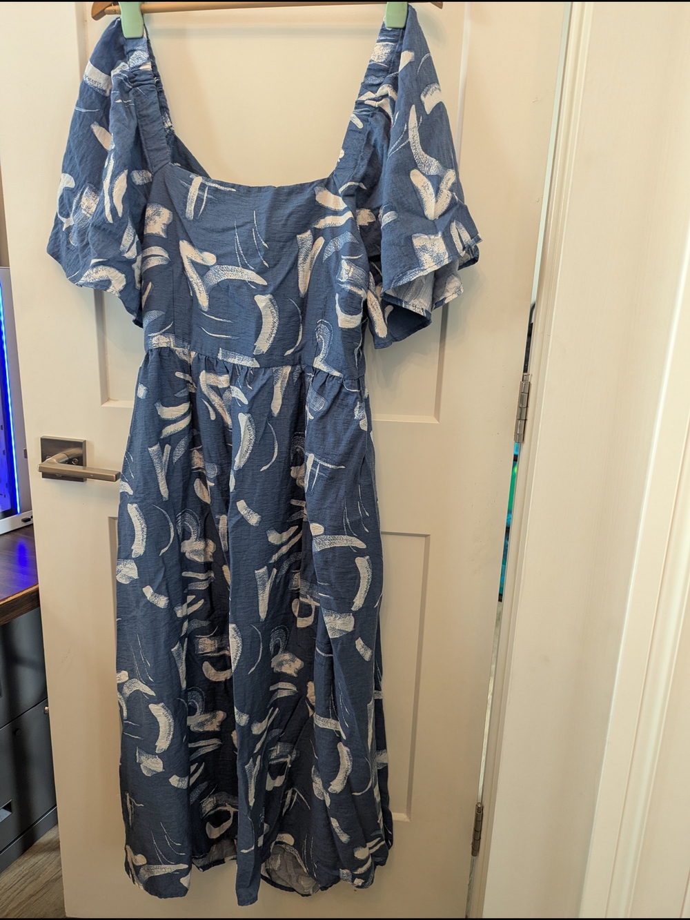 a new day Blue Abstract Print Cutout Back Maxi Dress Sz XXL